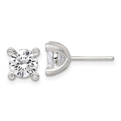 4 Prong CZ Post Earrings Sterling Silver Polished, MPN: QG7175E, UPC: