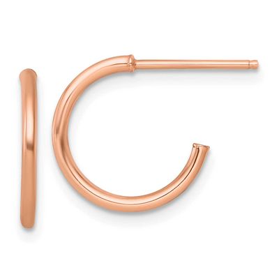 1.5 x 14mm Polished Post Hoop Earrings 14k Rose Gold, MPN: TF2492R, UPC: