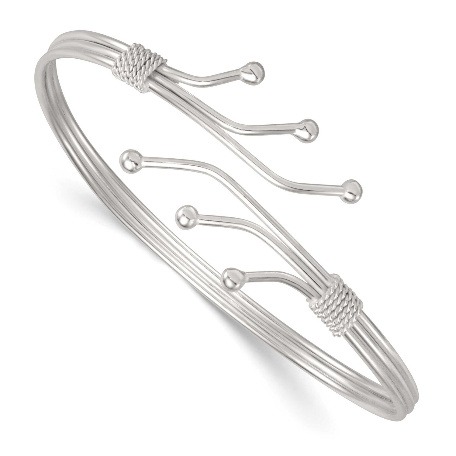 Fancy Cuff Bangle Sterling Silver Polished, MPN: QB1583, UPC: