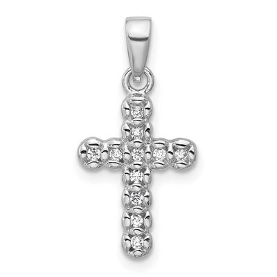 CZ Polished Cross Pendant Sterling Silver Rhodium-Plated, MPN: QC11618, UPC: