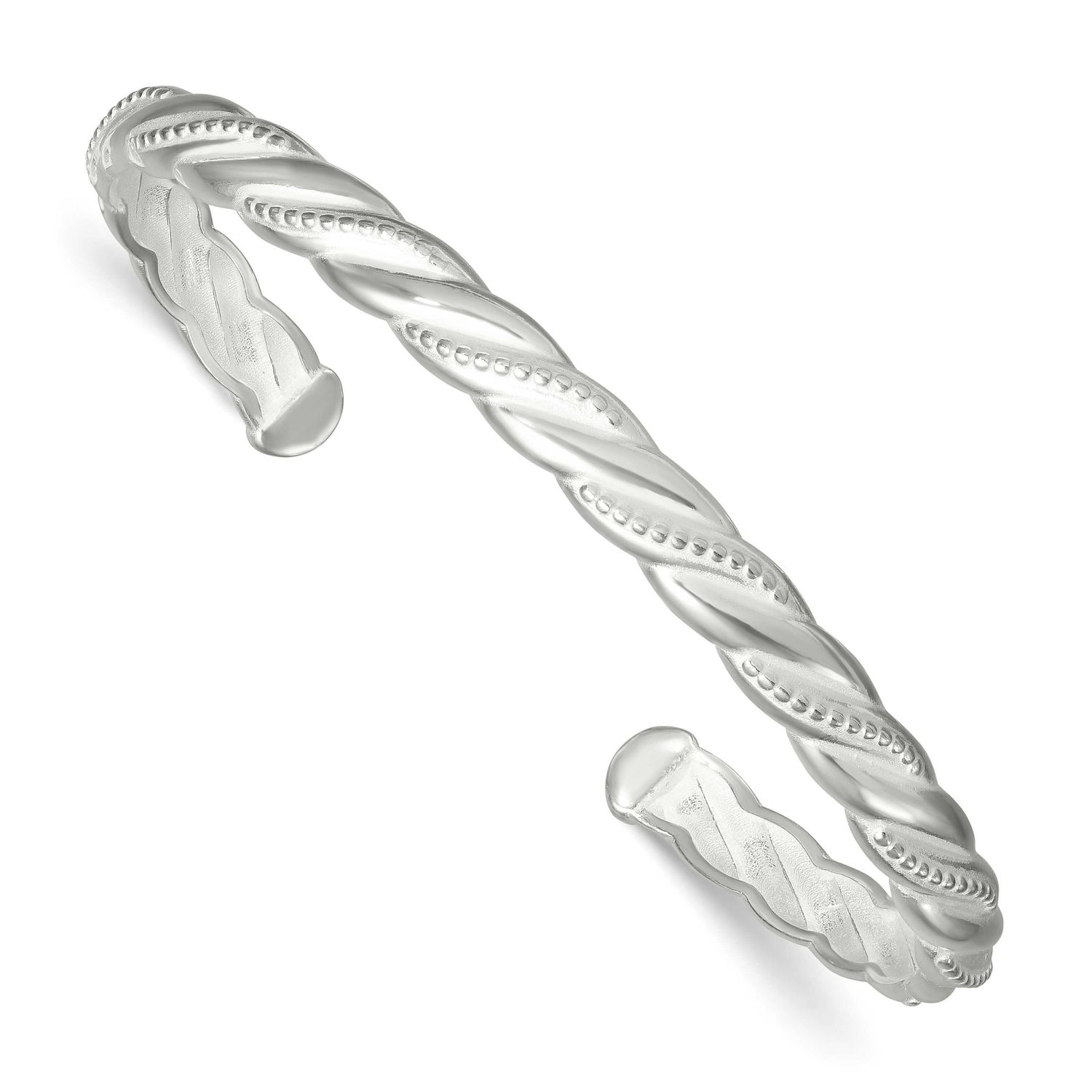 Textured Twisted Cuff Bangle Bracelet Sterling Silver Polished, MPN: QB1563, UPC: