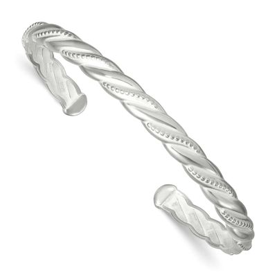 Textured Twisted Cuff Bangle Bracelet Sterling Silver Polished, MPN: QB1563, UPC: