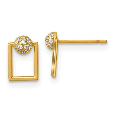 CZ Rectangular Post Earrings 14k Gold Polished, MPN: YE2260, UPC: