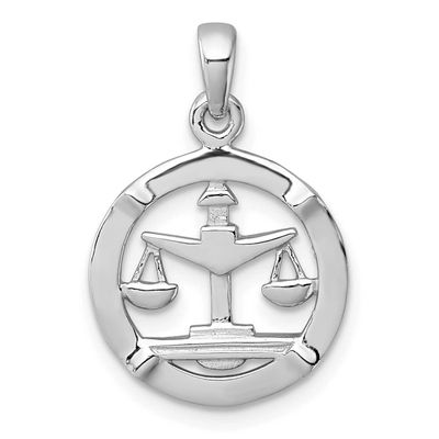 Polished Libra Zodiac Pendant Sterling Silver Rhodium-Plated, MPN: QC11666, UPC: