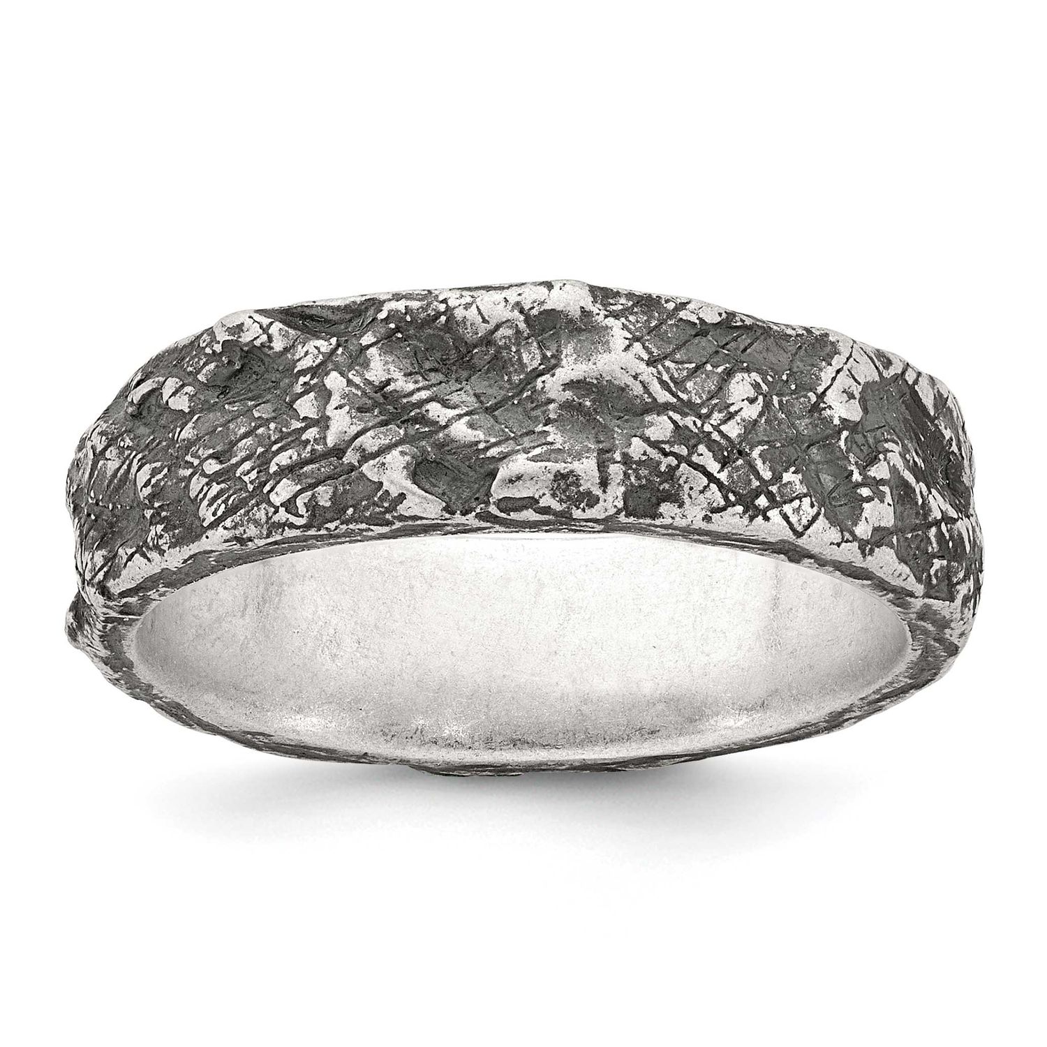 Textured Men&#39;s Ring Sterling Silver Antiqued, MPN: QR7766, UPC: