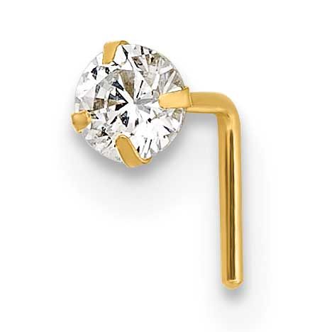 23 Gauge 3.0mm CZ Nose Stud 10k Gold Polished, MPN: 10BD208, UPC: