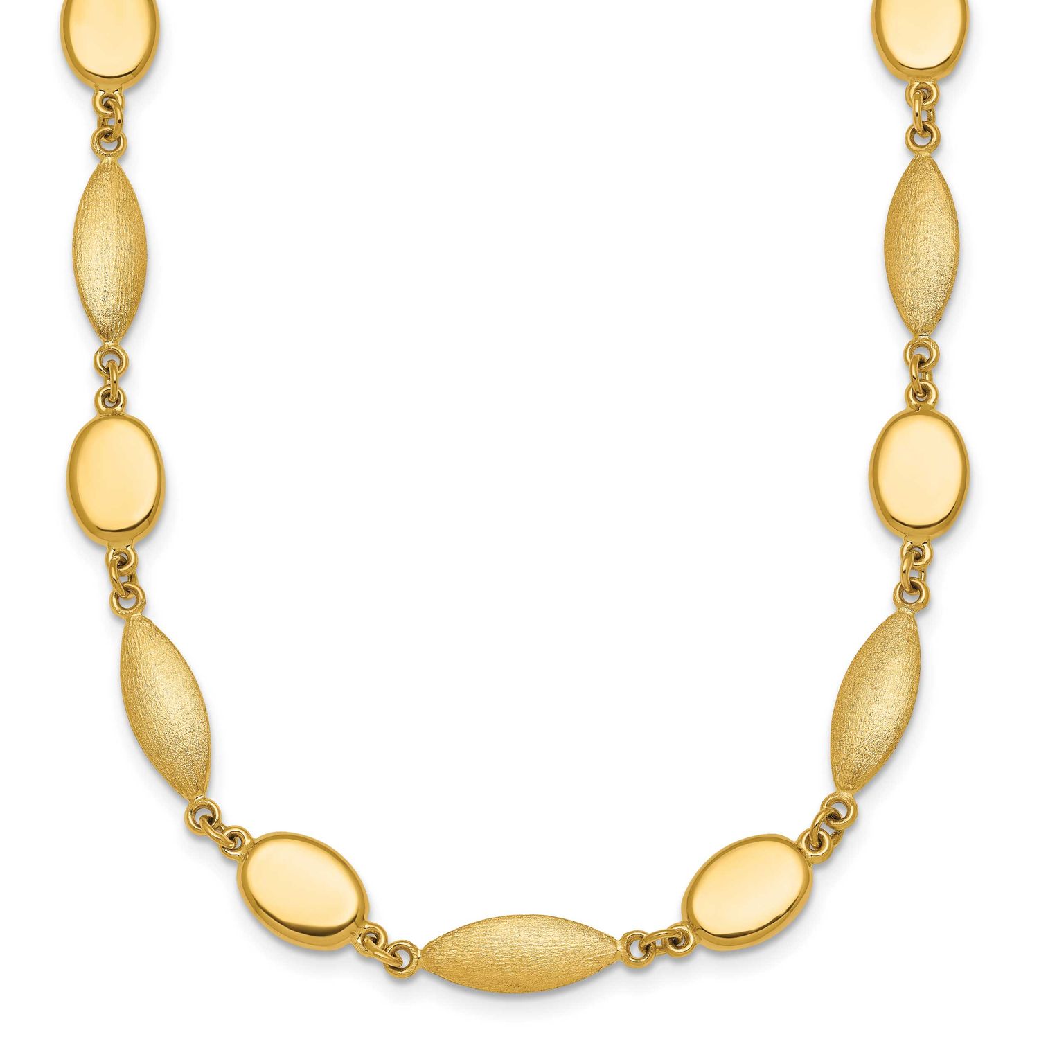Brushed Fancy Link 7.5mm Necklace 14k Gold Polished, MPN: SF3239-18, UPC: