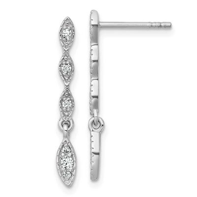 Fancy CZ Drop Dangle Earrings Sterling Silver Rhodium-Plated Polished, MPN: QG6988E, UPC: