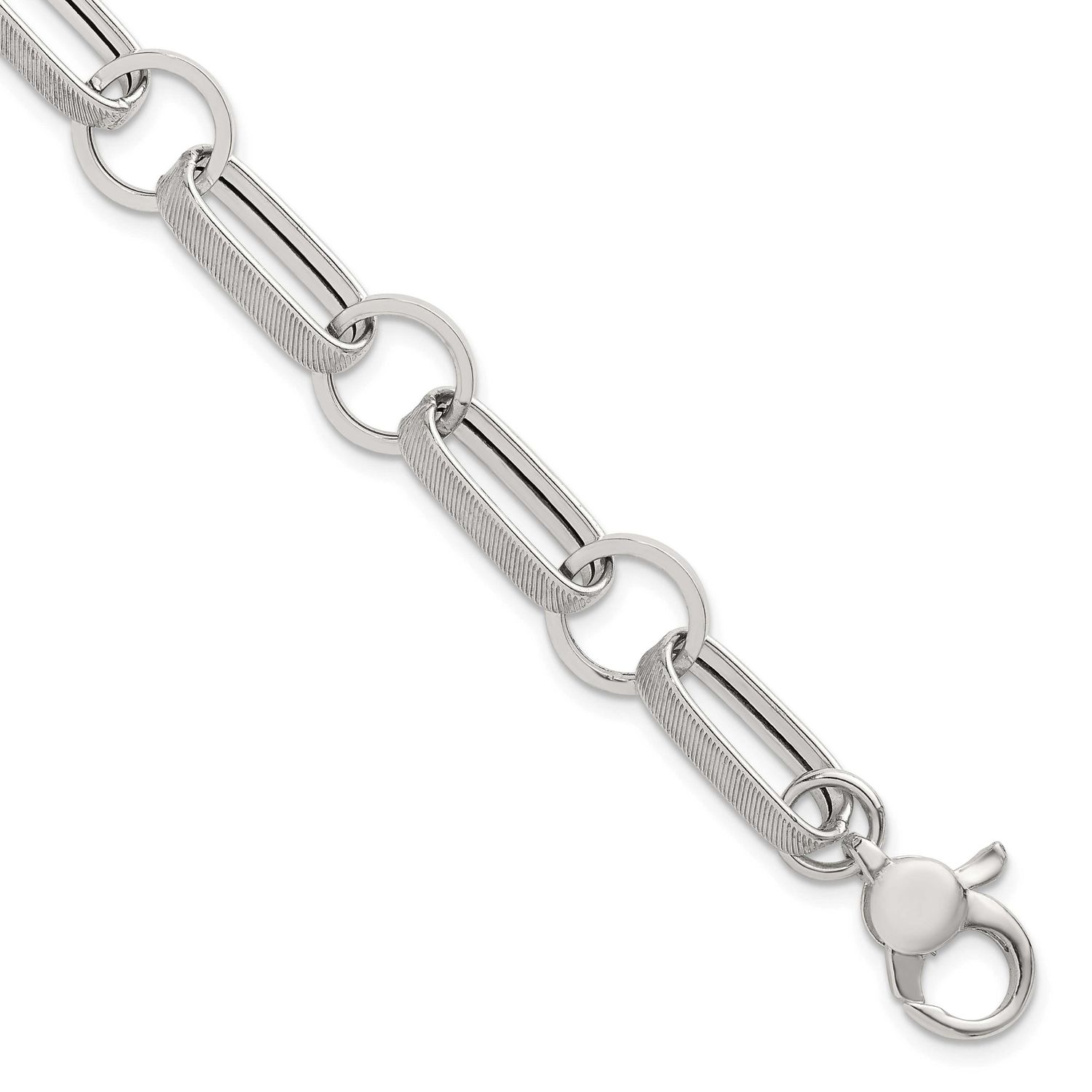 Textured with 1 Inch Extension Bracelet Sterling Silver Polished, MPN: QG6810-7.5, UPC: