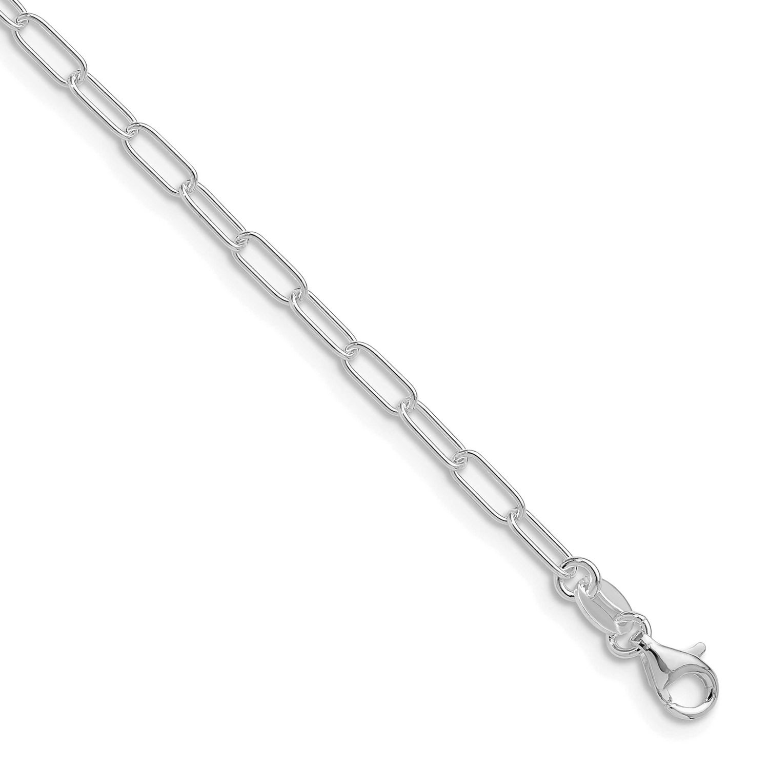 Polished 2.9mm Elongated Cable Chain 16 Inch Sterling Silver Rhodium-Plated, MPN: QPCL060R-16, UPC: