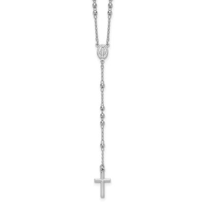 Beaded 17 Inch with 1.5 Inch Extender Rosary Necklace Sterling Silver Rhodium-Plated, MPN: QH5884-1…