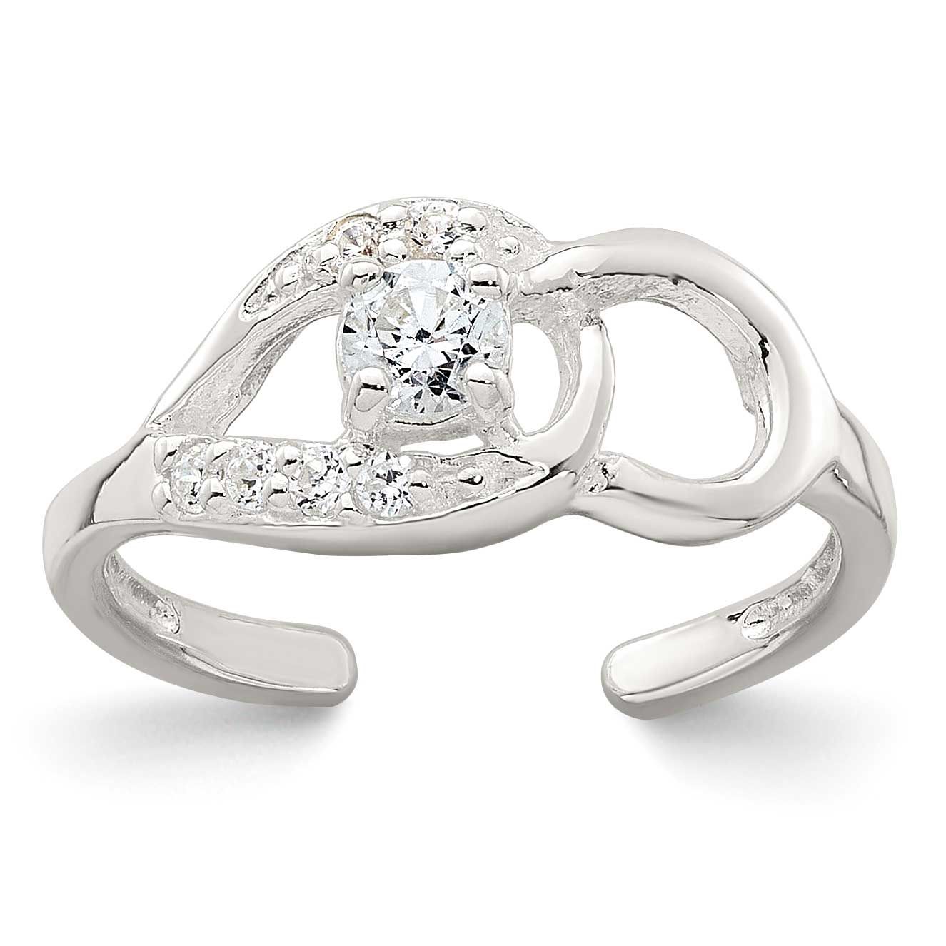 CZ Fancy Toe Ring Sterling Silver Polished, MPN: QR7672, UPC: