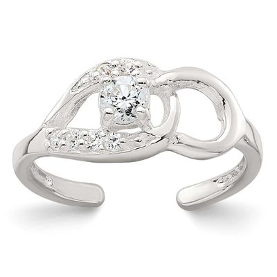 CZ Fancy Toe Ring Sterling Silver Polished, MPN: QR7672, UPC: