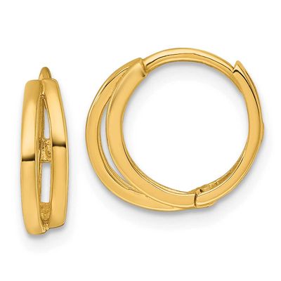 Fancy Hinged Round Hoop Earrings 14k Gold Polished, MPN: TF2441, UPC: