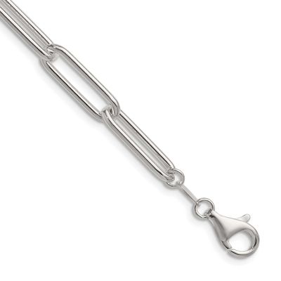 6.5mm Paperclip Chain 24 Inch Sterling Silver Polished, MPN: QPCL180-24, UPC: