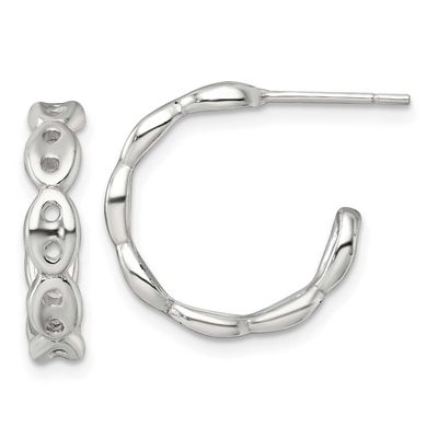 4.0mm Puffed Mariner Anchor Link Post C-Hoop Earrings Sterling Silver Polished, MPN: QE18000, UPC: