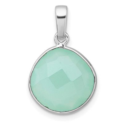 Round Green Chalcedony Pendant Sterling Silver Rhodium-Plated, MPN: QG7184P, UPC: