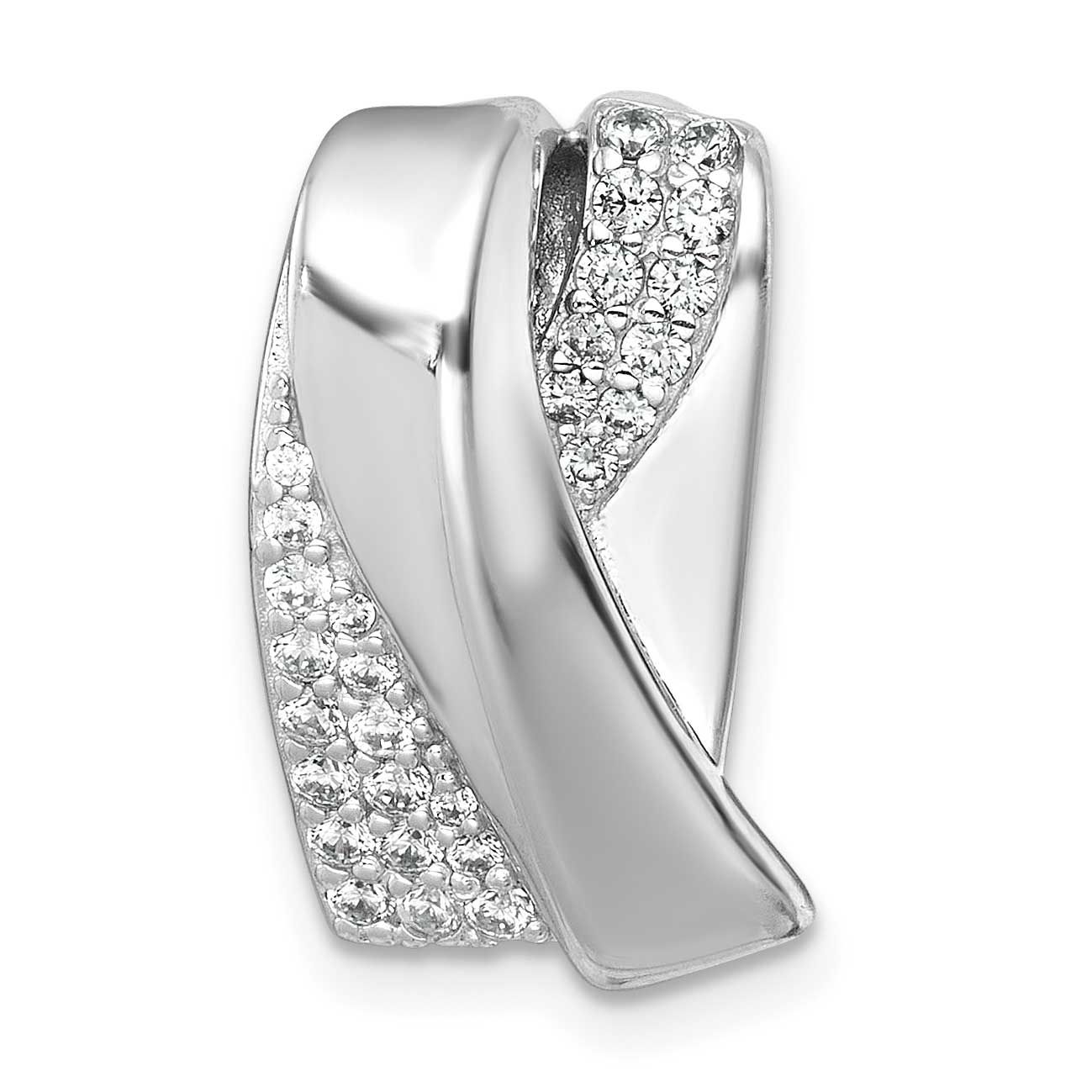 Polished Fancy CZ Chain Slide Pendant 19.5 Inch Sterling Silver Rhodium-Plated, MPN: QP5927, UPC: