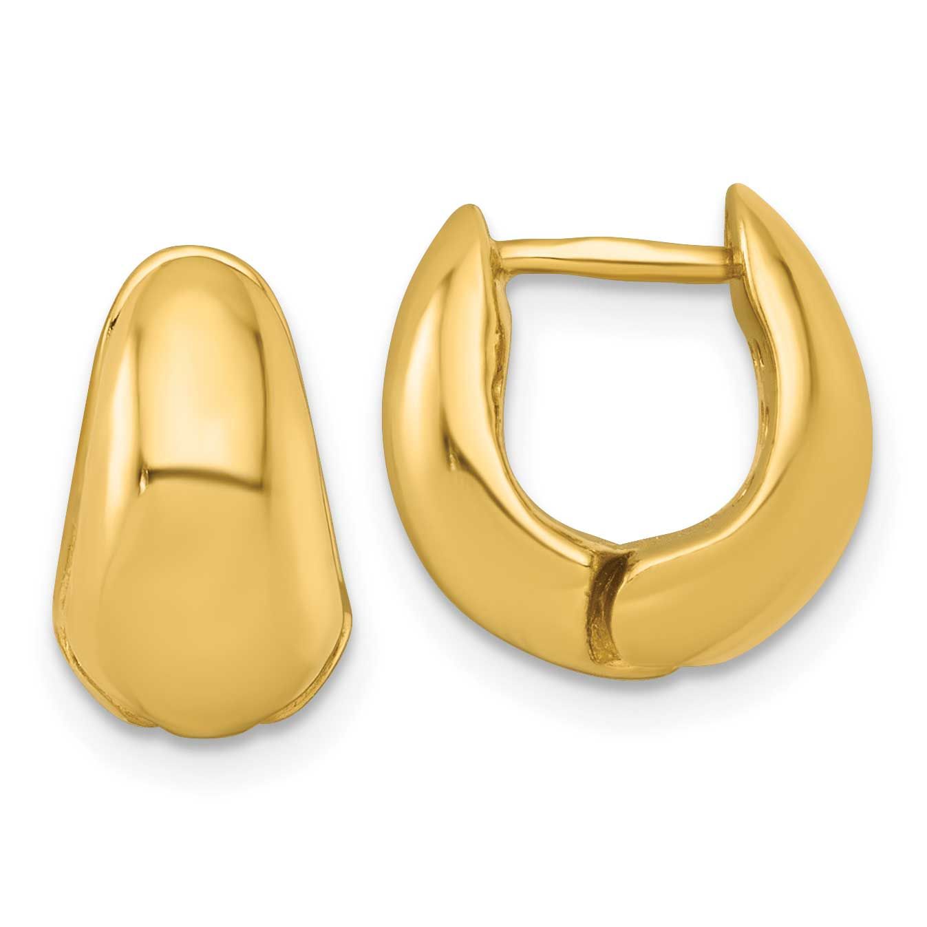 Tapered Hinged Hoop Earrings Sterling Silver Gold-Tone Polished, MPN: QE17946GP, UPC: