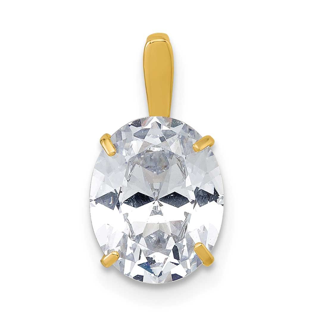 White 8x10mm Oval CZ Pendant 10k Gold Polished, MPN: 10C4978, UPC: