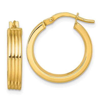 Grooved Hoop Earrings 10k Gold Polished, MPN: 10ER378, UPC: