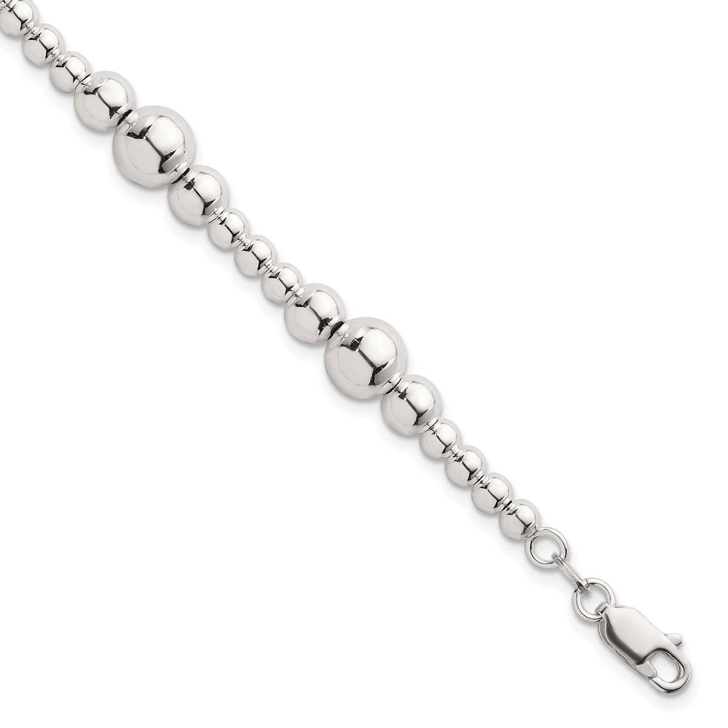 Beaded 7.5 Inch Bracelet Sterling Silver Polished, MPN: QG6944-7.5, UPC: