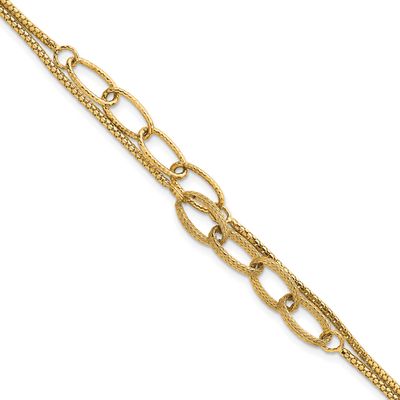Textured Woven 2 StrBracelet 14k Gold Polished, MPN: SF3216-7.25, UPC: