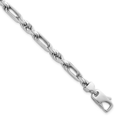 Polished Figaro Rope 5.5mm 8 Inch Bracelet Sterling Silver Rhodium-Plated, MPN: QG6929-8, UPC: