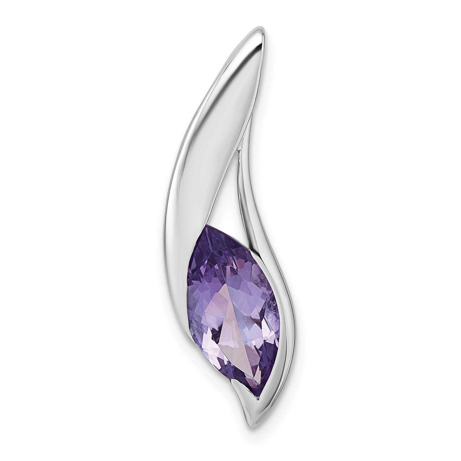 Amethyst Drop Chain Slide Pendant 30.8 Inch Sterling Silver Rhodium-Plated, MPN: QP5994AM, UPC: