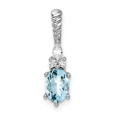 Polished Diamond and Aquamarine Twisted Chain Slide 21.8 Inch 14k White Gold, MPN: PM9791-AQ-009-WA…