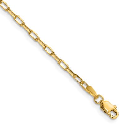 2.1mm Solid Beveled Paperclip Chain 10 Inch 14k Gold, MPN: PEN342-10, UPC: