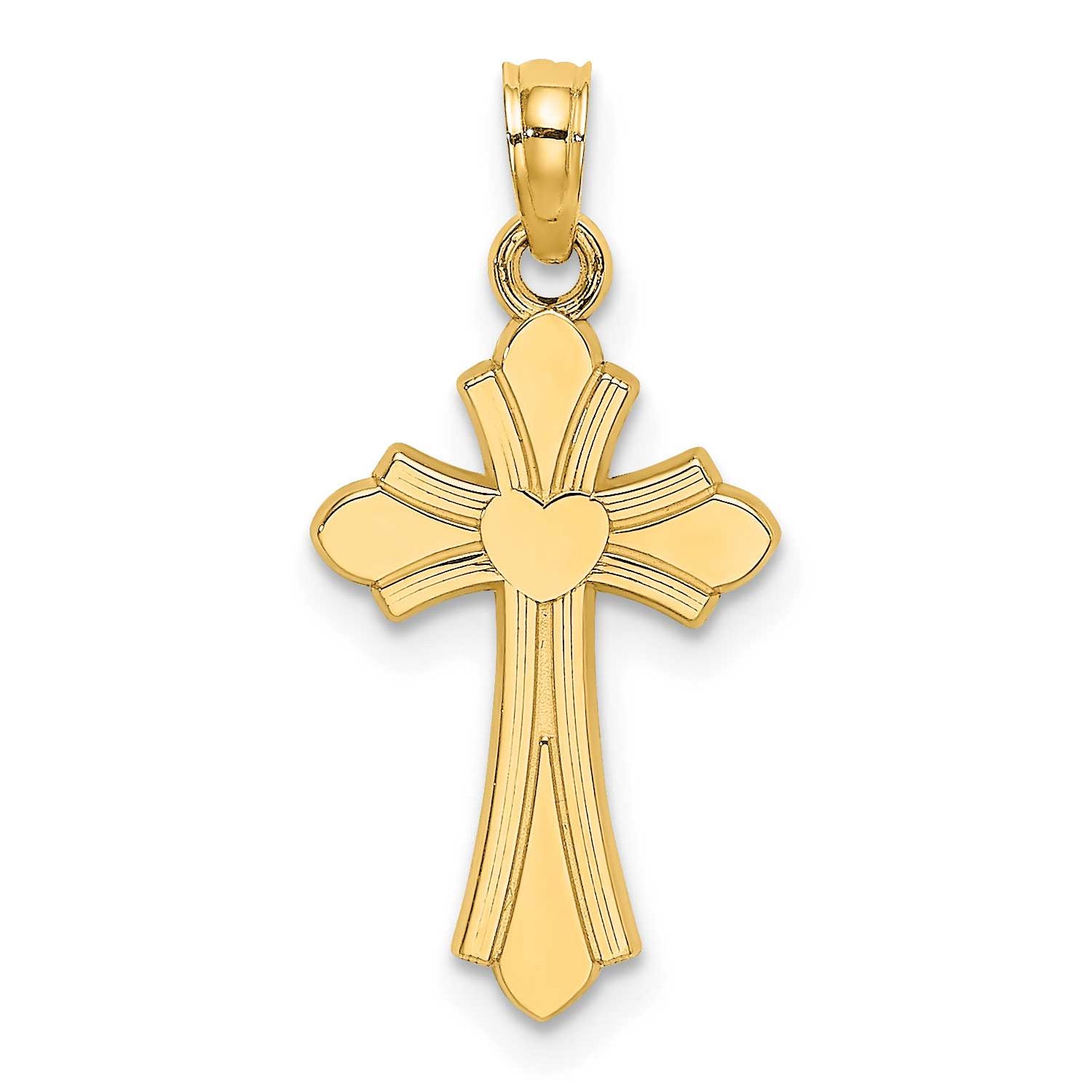 Cross with Heart Charm 10k Gold Polished, MPN: 10K8391, UPC: