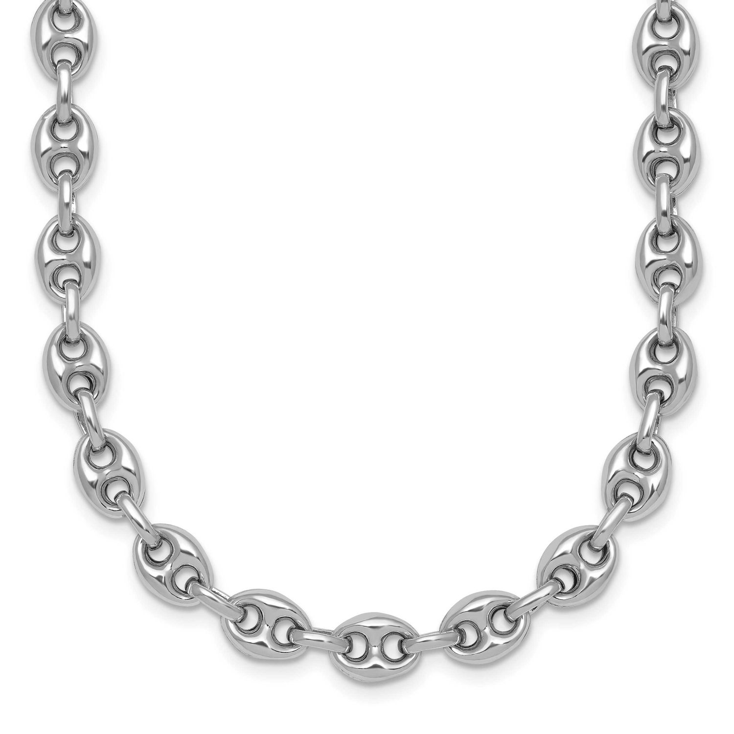 Puffed Mariner Link Necklace Sterling Silver Rhodium-Plated, MPN: QG6923-18, UPC: