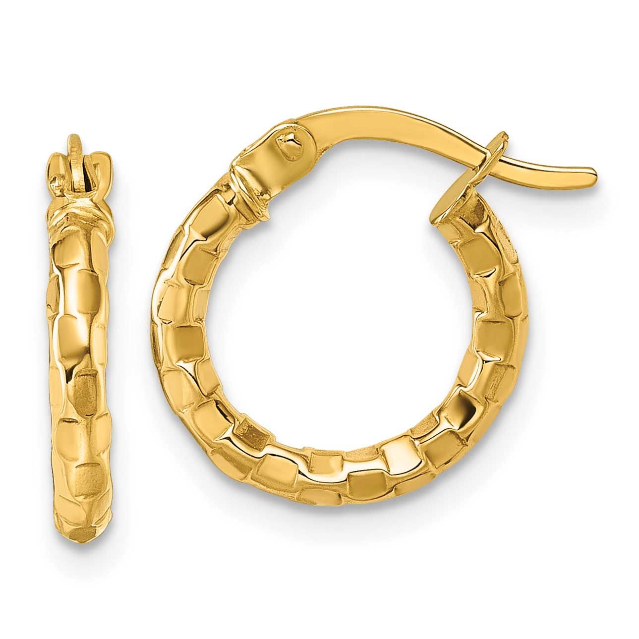 Textured Hoop Earrings 14k Gold Polished, MPN: TF2412, UPC: