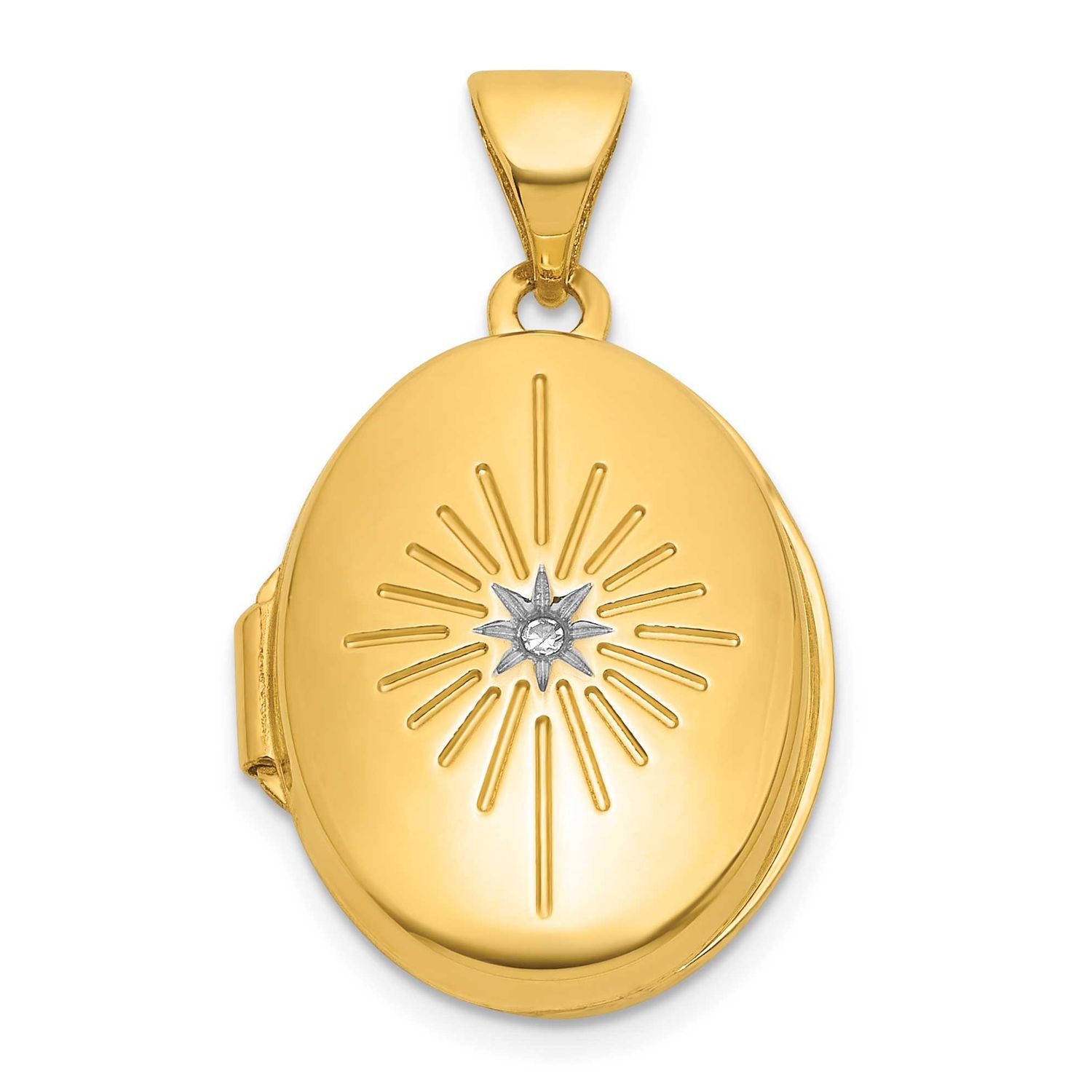Diamond 17mm Oval Locket 14k Gold Polished, MPN: XL891, UPC:
