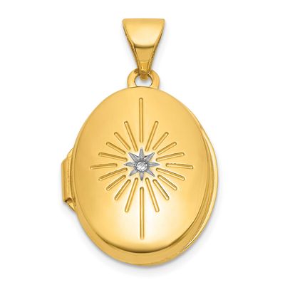 Diamond 17mm Oval Locket 14k Gold Polished, MPN: XL891, UPC:
