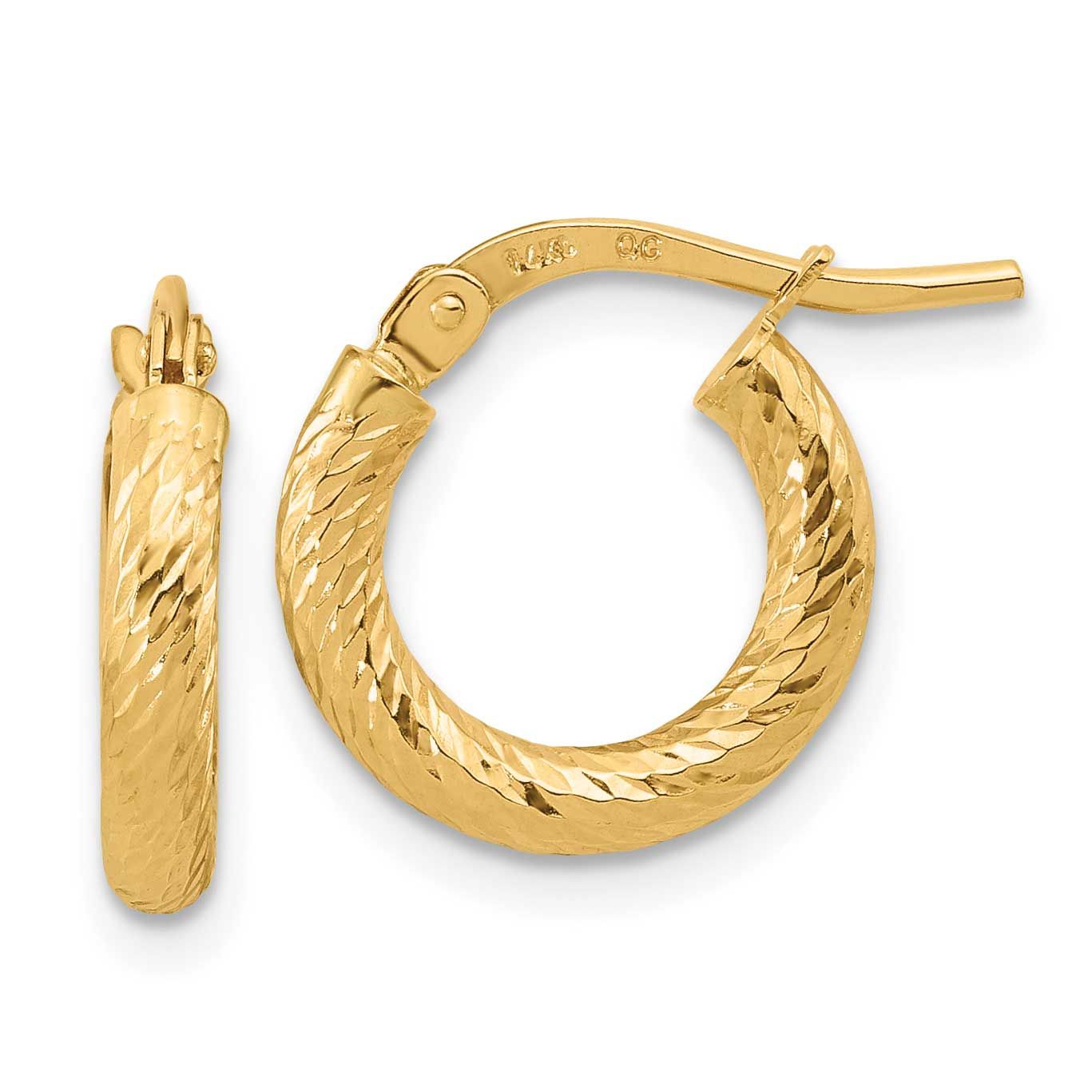 Diamond-Cut 2.4mm Hoop Earrings 10k Gold Polished, MPN: 10TF1964, UPC: