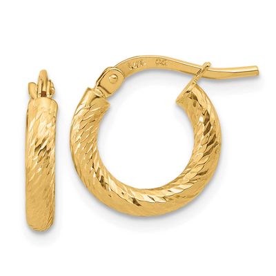 Diamond-Cut 2.4mm Hoop Earrings 10k Gold Polished, MPN: 10TF1964, UPC: