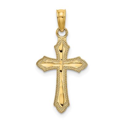 Diamond-cut with Beaded Edge Cross Charm 10k Gold, MPN: 10K8526, UPC: