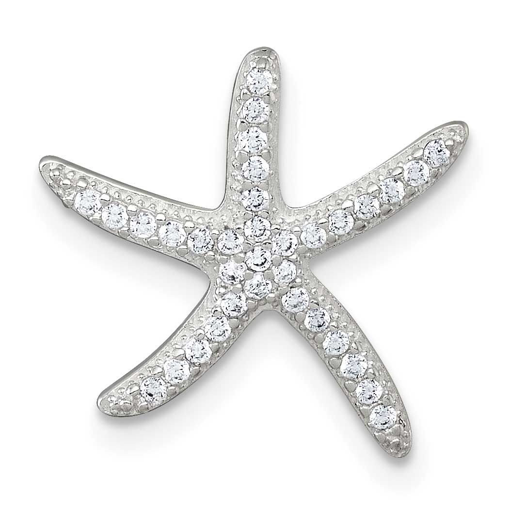 CZ Starfish Chain Slide Pendant 15.05 Inch Sterling Silver Polished, MPN: QG7243P, UPC: