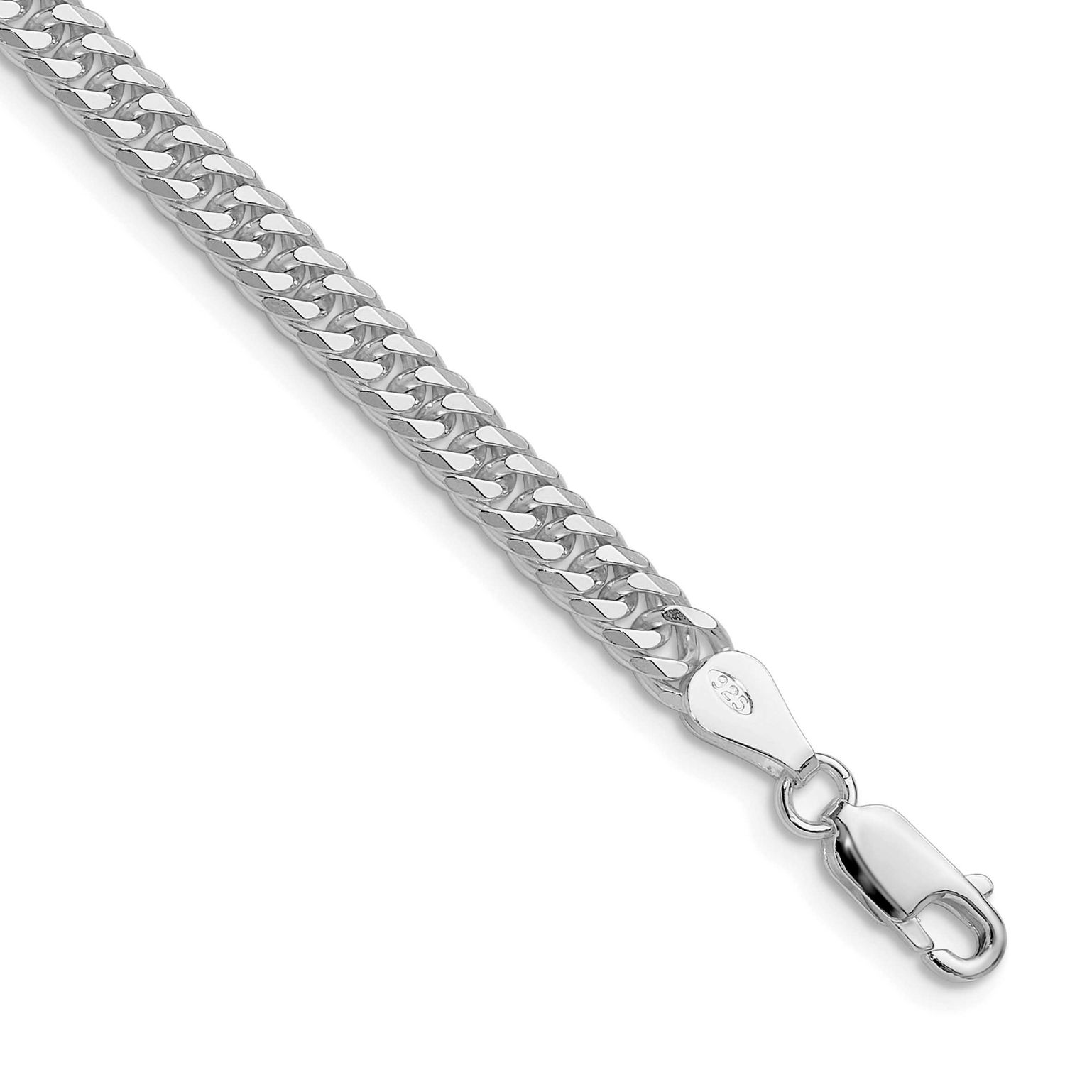 4.8mm Double Diamond-Cut Curb Chain 22 Inch Sterling Silver Rhodium-Plated, MPN: QDD100R-22, UPC: