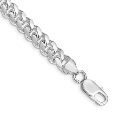 7.8mm Polished Domed Curb Chain 8 Inch Sterling Silver Rhodium-Plated, MPN: QDB220R-8, UPC: