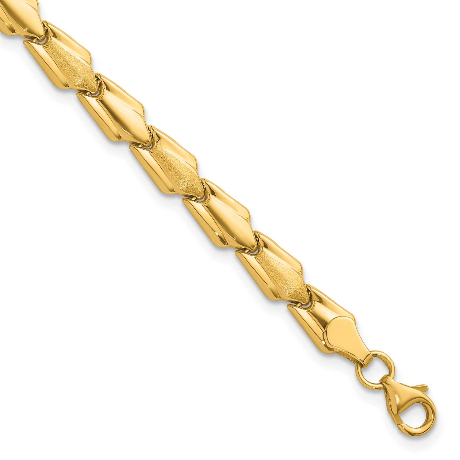 Satin Fancy Link 7.5 In Bracelet 10k Gold Polished, MPN: 10FB2044-7.5, UPC: