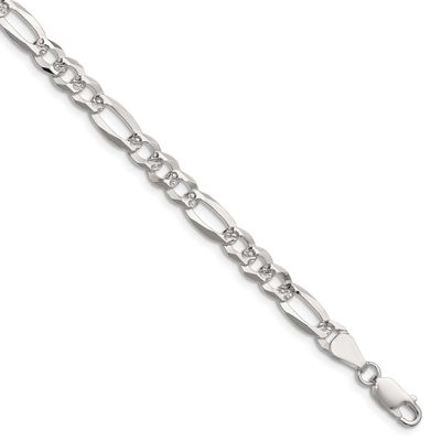 6.1mm Flat Diamond-cut Pave Figaro Chain 8 Inch Sterling Silver, MPN: QPF140-8, UPC: