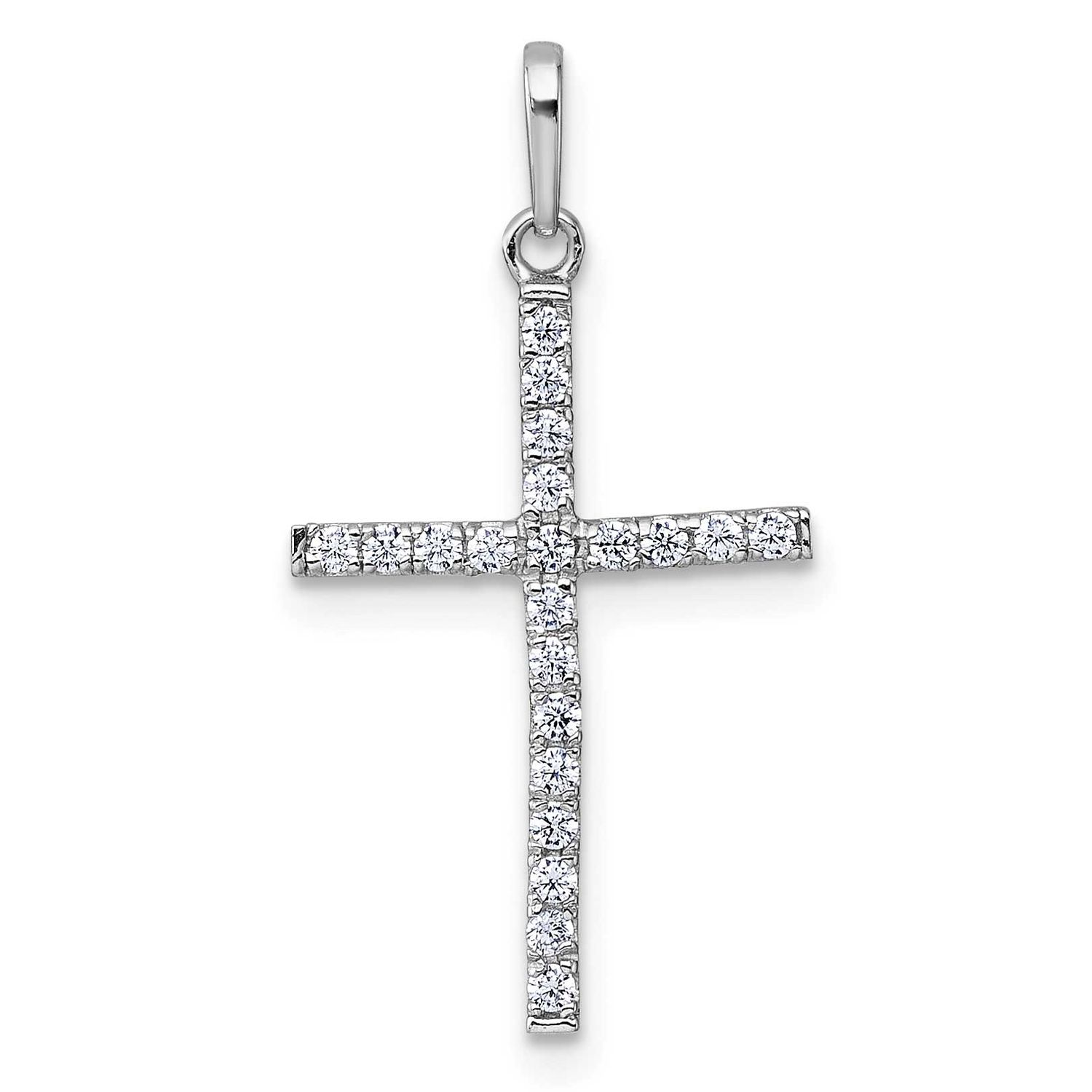 Polished CZ Cross Pendant 14k White Gold, MPN: XR2169, UPC: