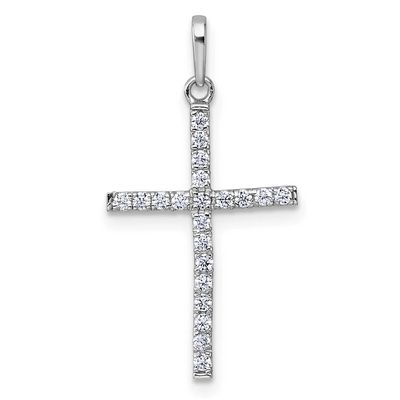 Polished CZ Cross Pendant 14k White Gold, MPN: XR2169, UPC: