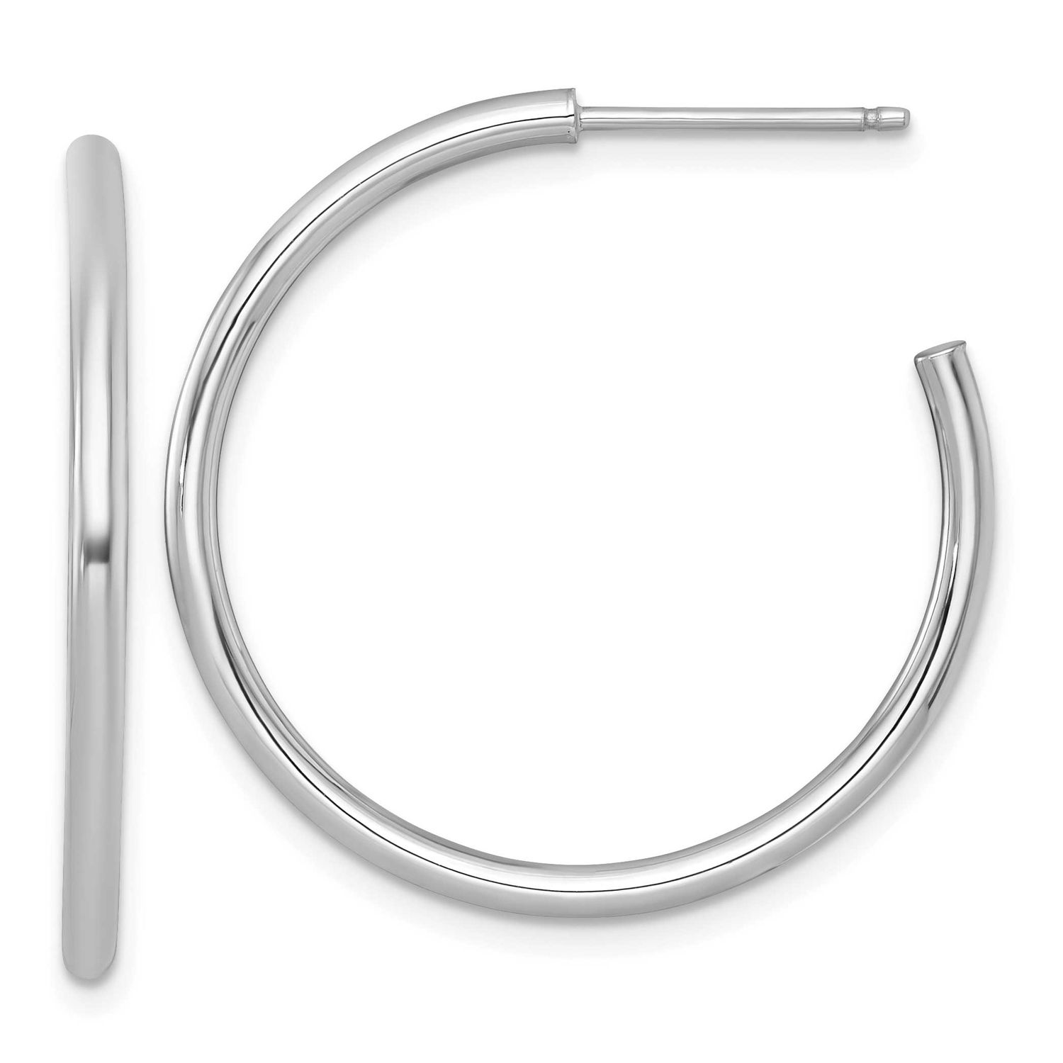 2.0 x 30mm Polished Post Hoop Earrings 14k White Gold, MPN: TF2505W, UPC: