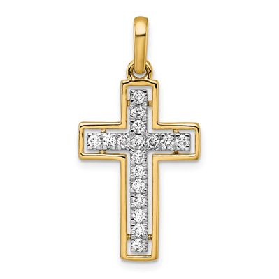 Diamond Cross Pendant 14k Gold &amp; Rhodium, MPN: PM4981-050-YA, UPC: