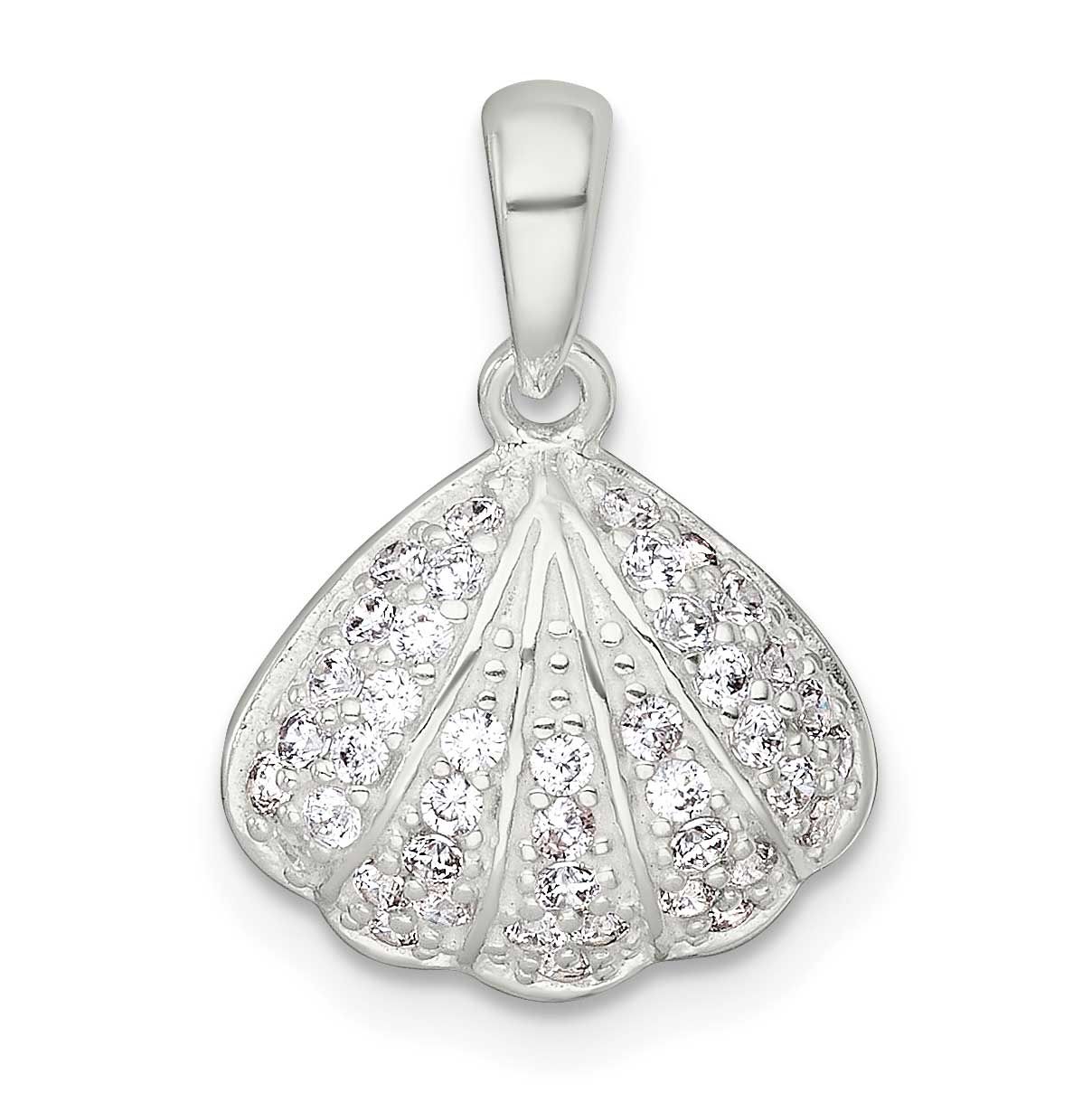 CZ Shell Pendant Sterling Silver Polished, MPN: QC11584, UPC: