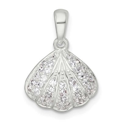 CZ Shell Pendant Sterling Silver Polished, MPN: QC11584, UPC: